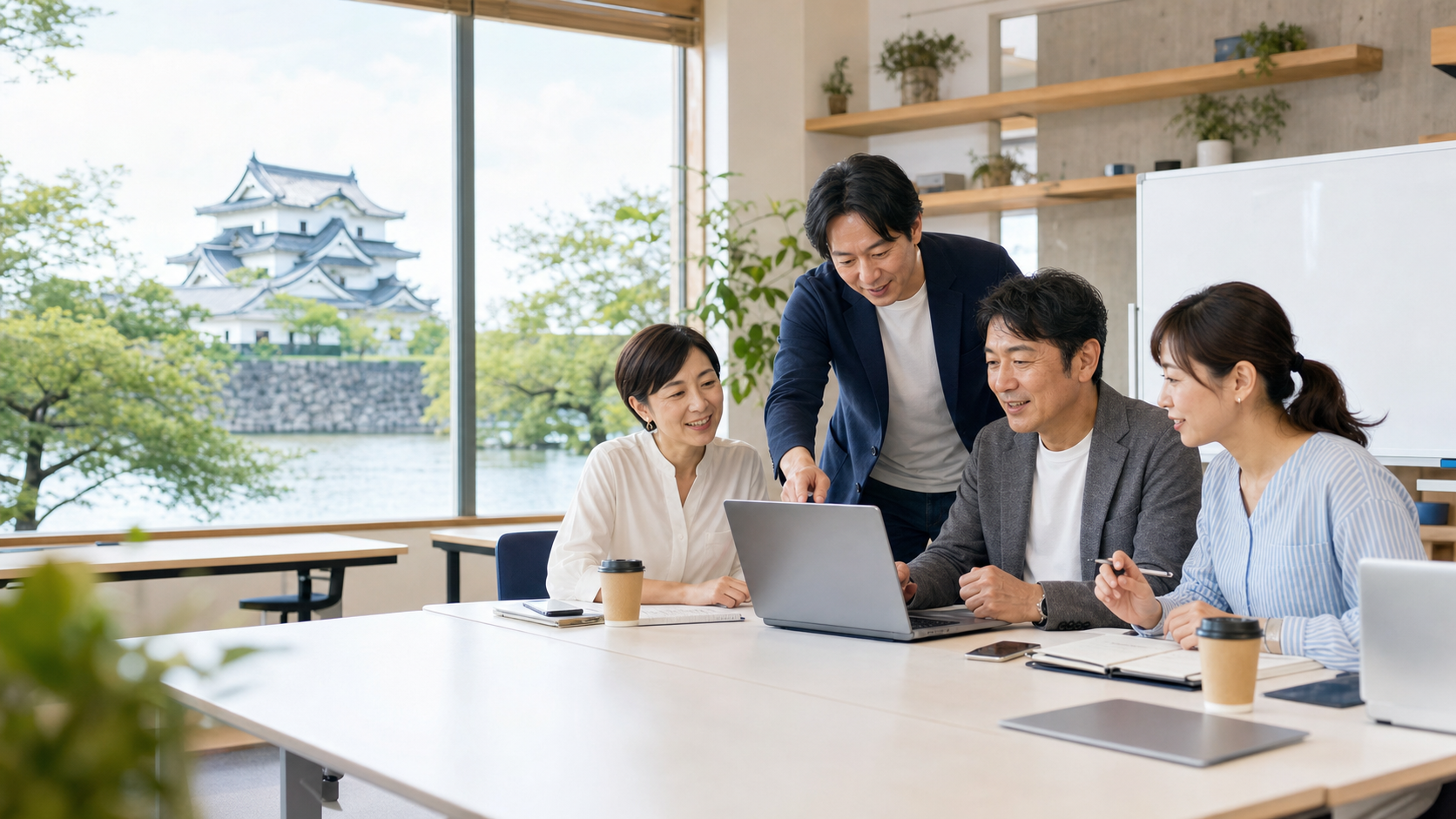 事業者と相談しながらAIアプリサイトの制作内容を整理する様子